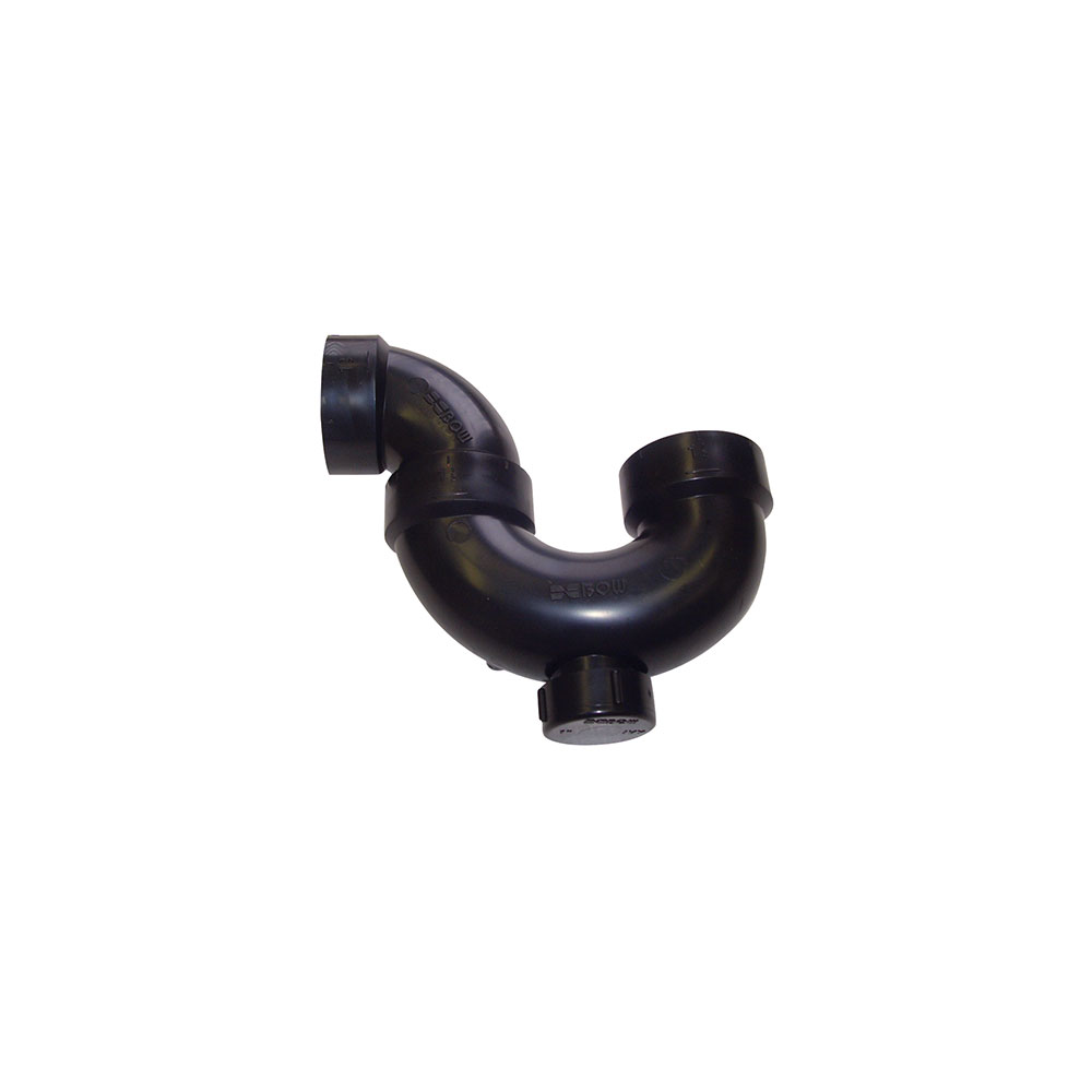 BOW Siphon en «P» avec bouchon de vidange ABS - 1 1/2" - couleur : noir