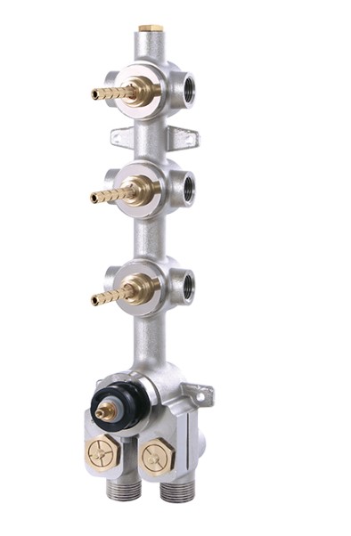 TURBO vanne thermostatique plaqué nickel laiton massif 1/2''F et 3/4''M avec 3 v