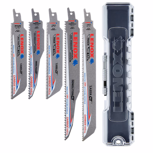 LENOX Trousse de lames de scie alternative à pointe carbure 5 pièces avec étui (656RCT, 6108RCT, 6110RCT, 956RCT, 9108RCT)